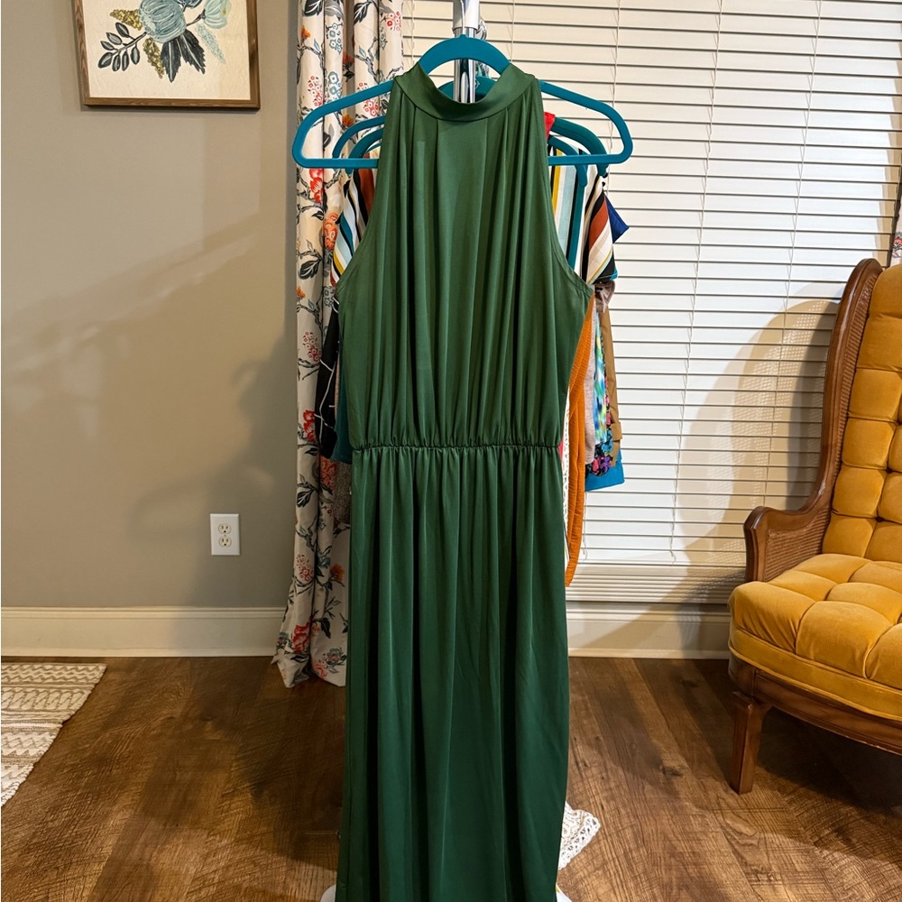 Green Halter Maxi Sundress for Cocktail Events
